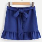 Shein Tie Front Buttoned Ruffle Skirt