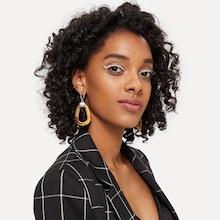 Shein Textured Detail Open Hoop Drop Earrings