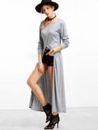 Shein Grey Slit Front Long T-shirt
