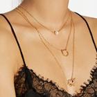 Shein Faux Pearl & Round Layered Chain Necklace