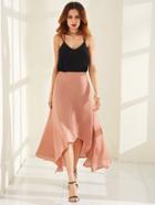 Shein Pink Asymmetric A Line Midi Skirt