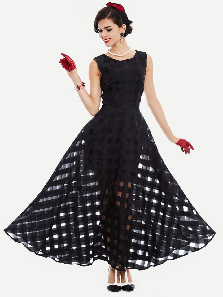 Shein Mesh Checkered Flowy Dress