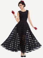 Shein Mesh Checkered Flowy Dress
