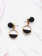 Shein Pu Detail Geometric Earrings With Ball