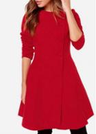 Rosewe Catching Solid Red Long Sleeve Coat For Woman