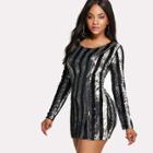 Shein Stripe Block Sequin Dress