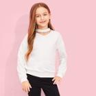 Shein Girls Choker Neck Solid Sweatshirt