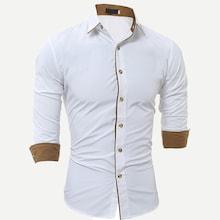 Shein Men Cuffed Sleeve Collar Neck Shirt