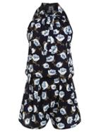 Shein Flower Print Halter Neck Top With Shorts