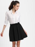 Shein Frill Waist Box Pleated Textured Skirt