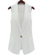Shein White Notch Lapel Single Button Vest