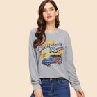 Shein Heather Grey Graphic Sweatshirt