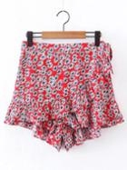 Shein Ditsy Print Ruffle Layered Skirt Shorts