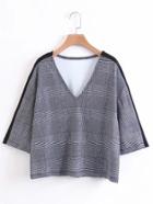 Shein Drop Shoulder V Neckline Gingham Blouse