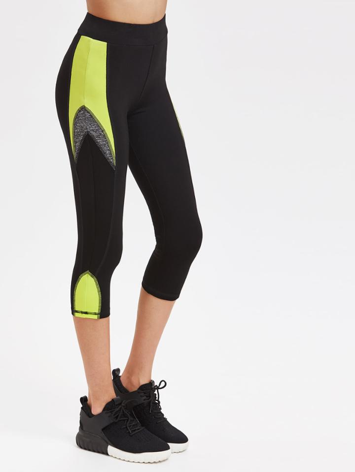 Shein Wide Waistband Crop Paneled Leggings