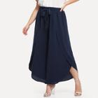 Shein Plus Self Belted Solid Wide Leg Pants