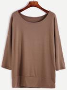 Shein Brown Drop Shoulder Seam T-shirt