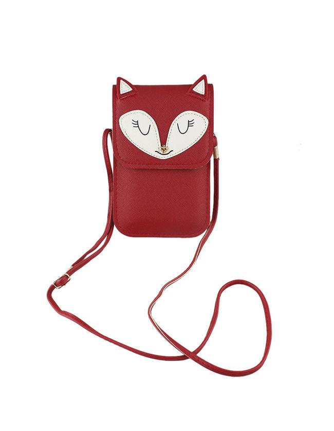 Shein Red Cute Fox Pu Card Bag