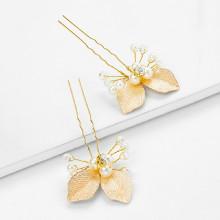 Shein Leaf & Faux Pearl Design Hair Clip