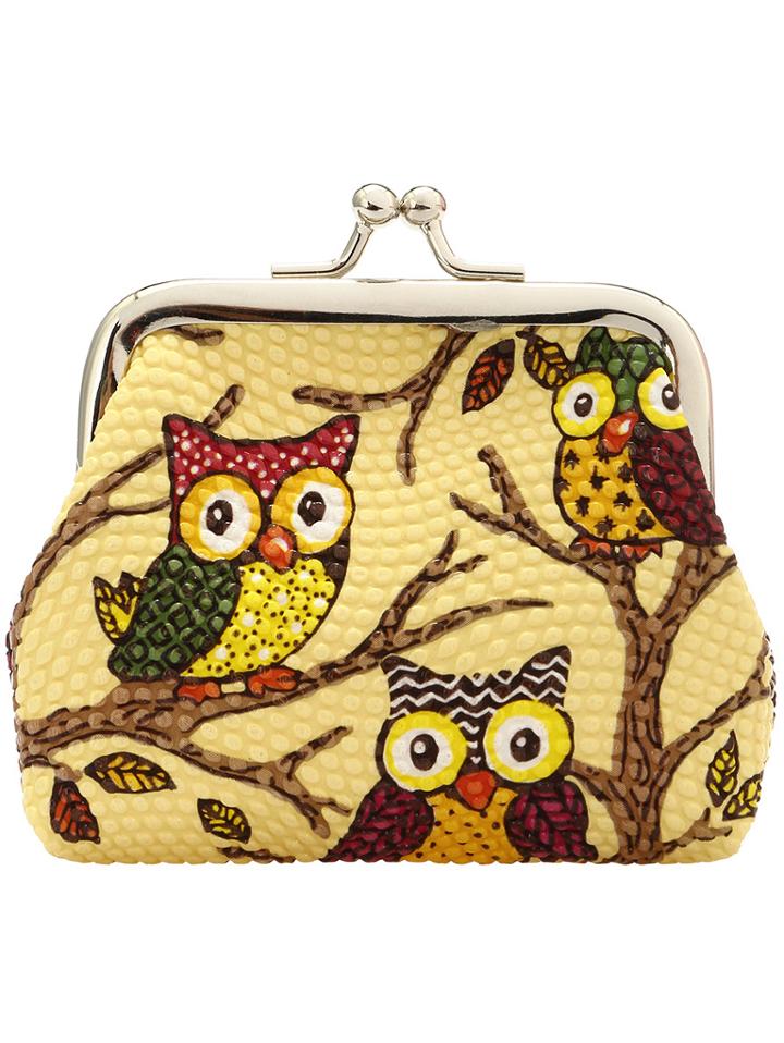 Shein Yellow Owl Design Kiss Lock Coin Wallet