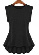 Rosewe Solid Black Round Neck Sleeveless T Shirts For Woman