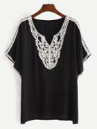 Shein Black Contrast V Neck T-shirt