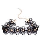 Shein Black Floral Lace Hollow Out Hole Choker Necklace