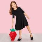 Shein Girls Pearl Beading Fit & Flare Dress