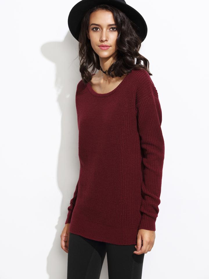 Shein Scoop Neck Drop Shoulder Sweater