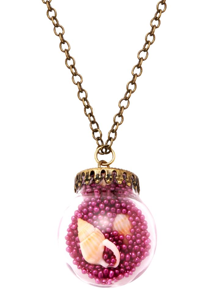 Shein Antique Bronze Shell Inside Glass Jar Pendant Necklace