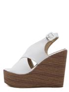 Shein White Open Toe Cork Sole Wedge Pumps