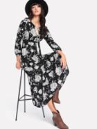 Shein Tassel Tie Neck Lace Insert Floral Dress