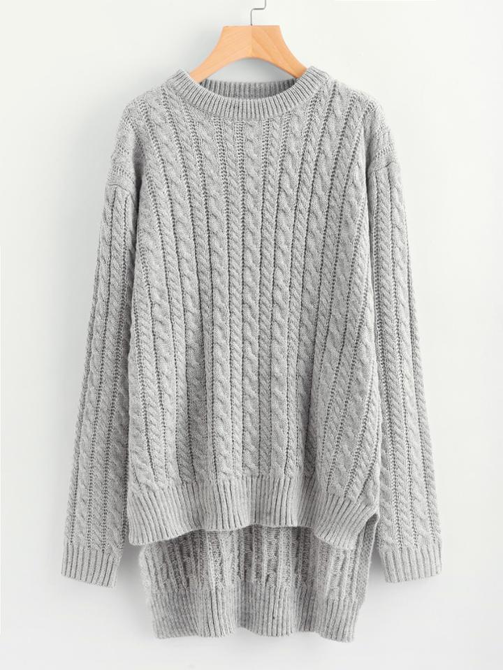 Shein Cable Knit High Low Longline Jumper