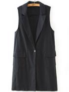 Shein Black Notch Lapel Single Button Vest