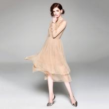 Shein Self Tie Neck Ruffle Mesh Dress