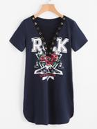 Shein Deep-plunge Neck Criss Cross Front Rock Dress