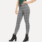 Shein Lace Up Waist Plaid Leggings