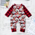 Shein Toddler Boys Christmas Snowman Print Plaid Jumpsuit
