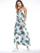 Shein Palm Leaf Print Open Back Cami Dress