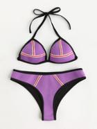 Shein Contrast Binding Triangle Bikini Set