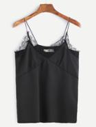 Shein Black Spaghetti Strap Lace Trim Cami Top