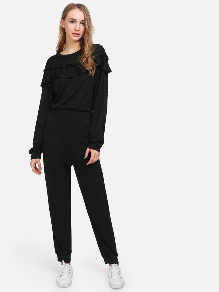 Shein Elastic Waist Ruffle Jumpsuit
