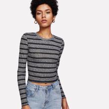 Shein Striped Knit Crop Tee