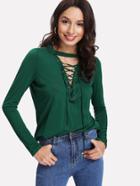 Shein Grommet Lace Up Front Top