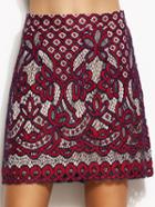 Shein Burgundy Lace A Line Skirt