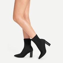 Shein Point Toe Chunky Heeled Boots