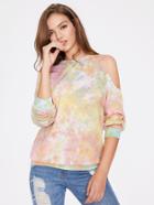 Shein Asymmetric Cutout Shoulder Tie Dye Sweatshirt