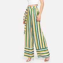Shein Self Tie Waist Striped Wide Leg Pants