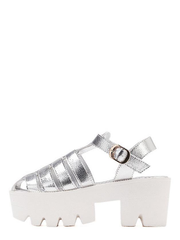 Shein Silver Lug Sole Caged Cutout Gladiator Sandals