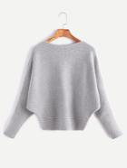 Shein Grey Batwing Sleeve Ribbed Sweater